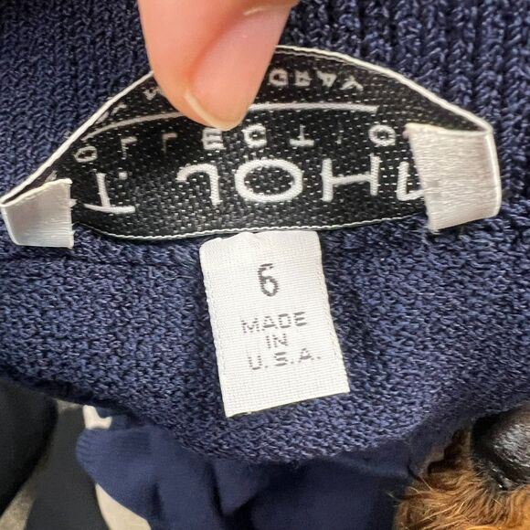 St. John Women's Navy Blue Wool Knit Knee Length Skirt Size 6 - Picture 5 of 6